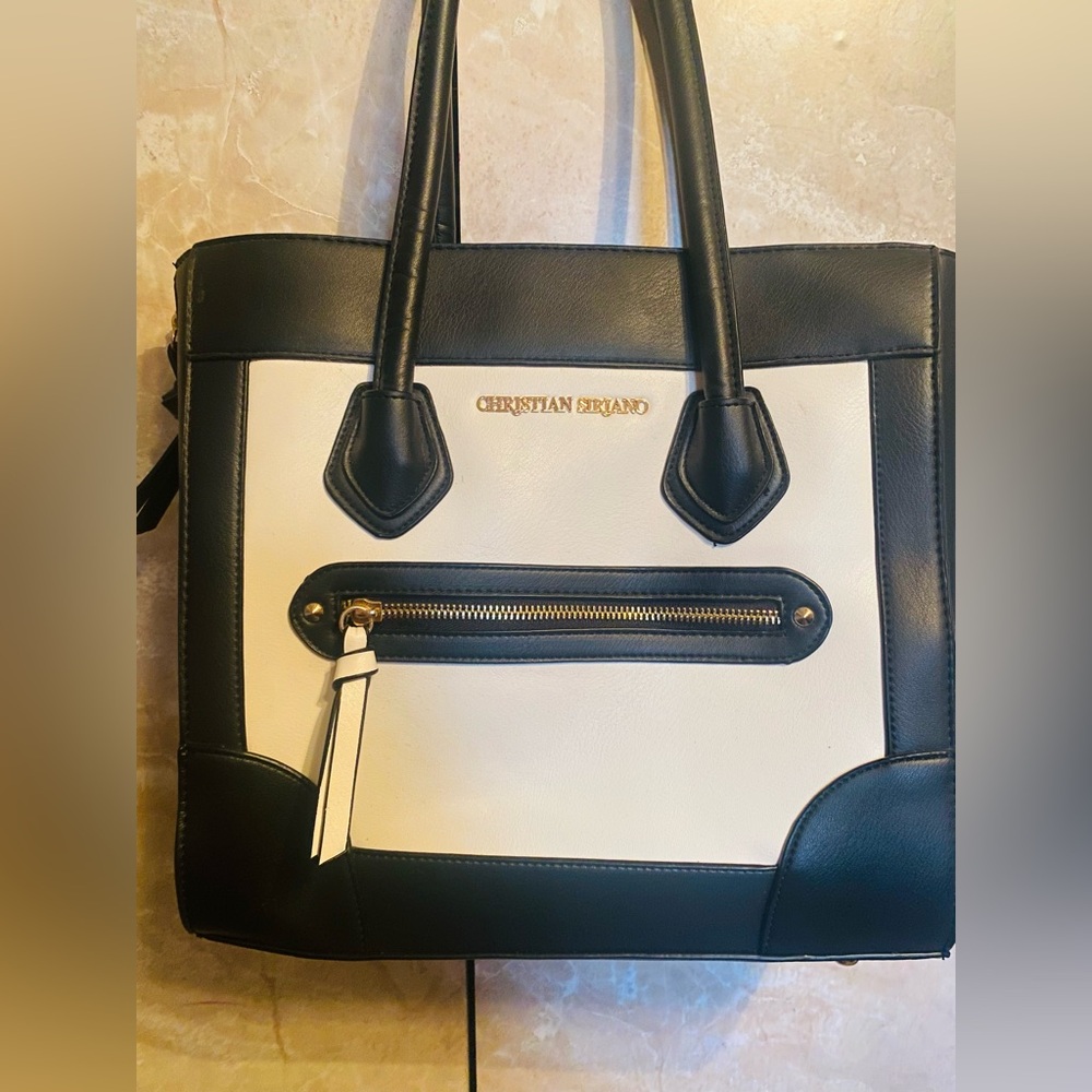 Christian Siriano Black and Cream Tote Bag